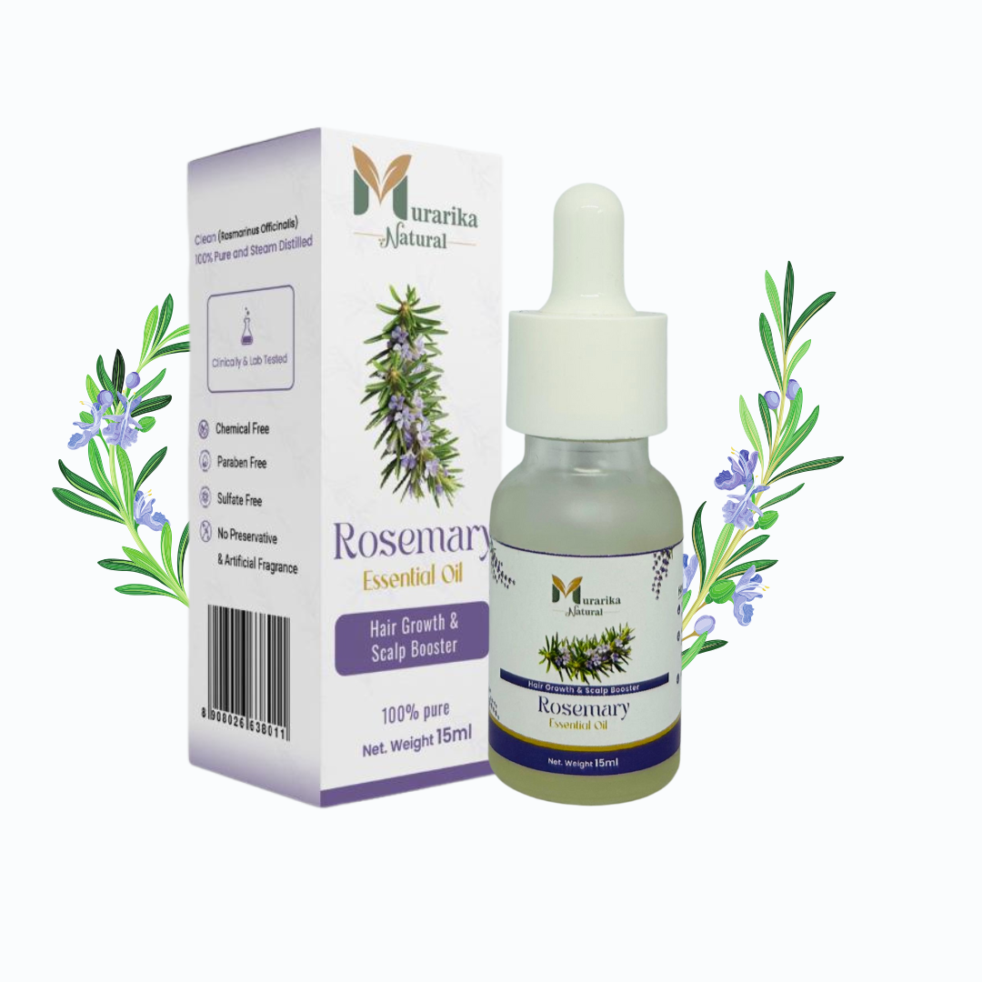 Murarika Natural Rosemary Essential Oil | Boosts Hair Growth & Reduces Hair Fall | Enhances Focus | 100% Pure & Undiluted | 15ml