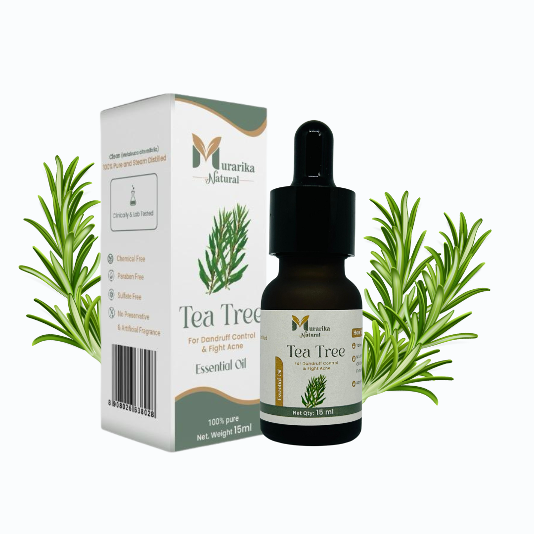 Murarika Natural Tea Tree Essential Oil for Acne, Dandruff & Scalp Care | Antibacterial & Antifungal | 100% Pure, Natural, Undiluted | Steam Distilled | 15ml