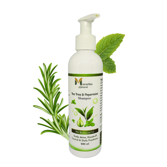 Murarika Natural Tea Tree & Peppermint Shampoo | Keratin-Rich & pH 5.5 Balanced | Anti-Dandruff, Scalp Purifying & Cooling | Sulfate-Free, Silicone-Free, Fragrance-Free | Lab Tested | 200ml